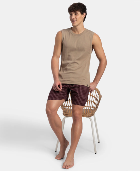 Super Combed Cotton Rib Solid Round Neck Muscle Vest - Desert Taupe