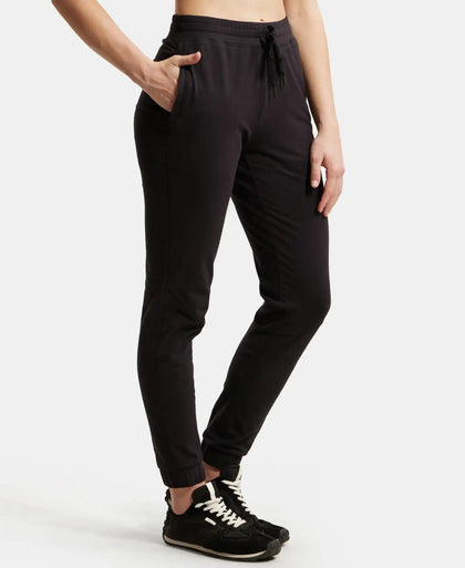 Super Combed Cotton Elastane Stretch Slim Fit Joggers with Side Pockets - Black