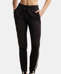 Super Combed Cotton Elastane Stretch Slim Fit Joggers with Side Pockets - Black