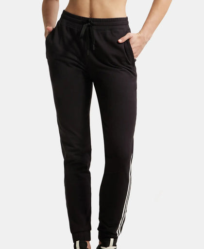 Super Combed Cotton Elastane Stretch Slim Fit Joggers with Side Pockets - Black