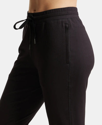 Super Combed Cotton Elastane Stretch Slim Fit Joggers with Side Pockets - Black