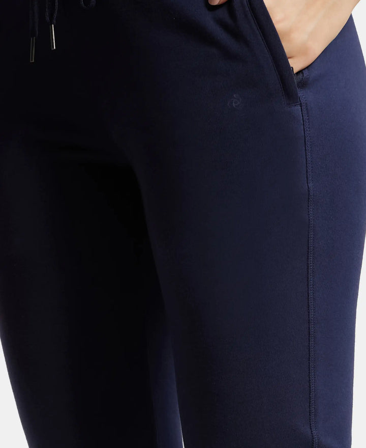 Super Combed Cotton Elastane Stretch Slim Fit Joggers with Side Pockets - Navy Blazer