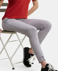 Super Combed Cotton Elastane Stretch Slim Fit Joggers with Side Pockets - Steel Grey