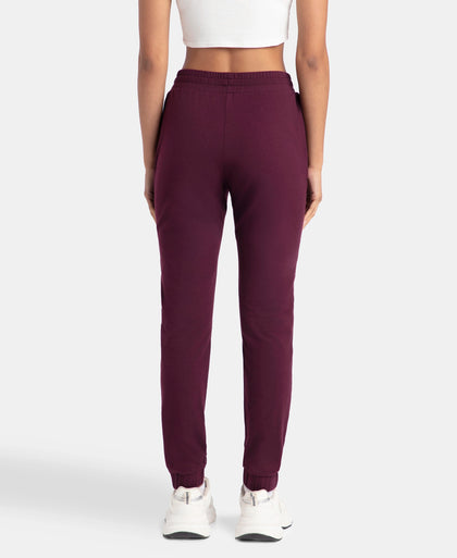 Super Combed Cotton Elastane Stretch Slim Fit Joggers with Side Pockets - Wine Tasting