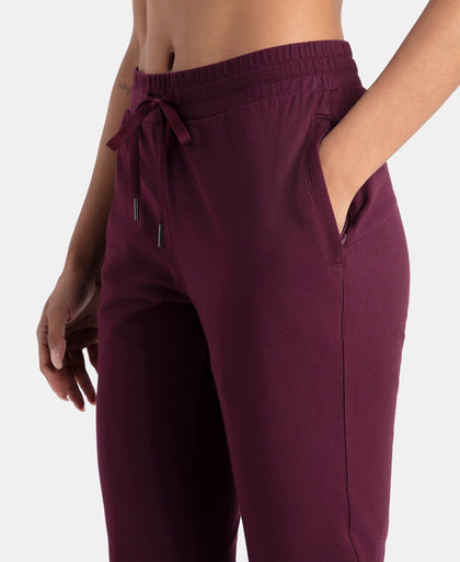 Super Combed Cotton Elastane Stretch Slim Fit Joggers with Side Pockets - Wine Tasting