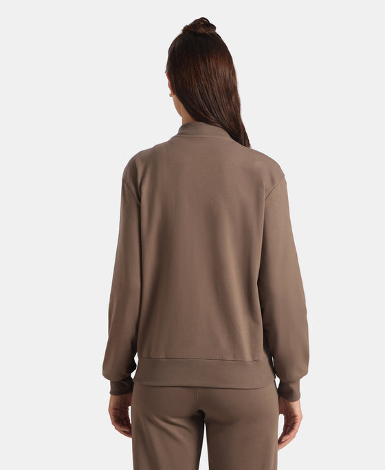 Super Combed Cotton French Terry Drop Shoulder Styled Jacket with Ribbed Cuff and Hem - Falcon
