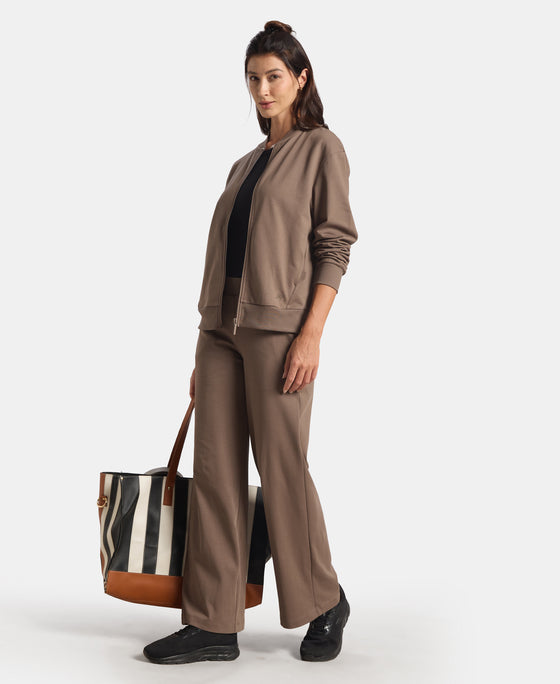 Super Combed Cotton French Terry Drop Shoulder Styled Jacket with Ribbed Cuff and Hem - Falcon