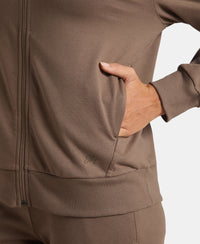 Super Combed Cotton French Terry Drop Shoulder Styled Jacket with Ribbed Cuff and Hem - Falcon