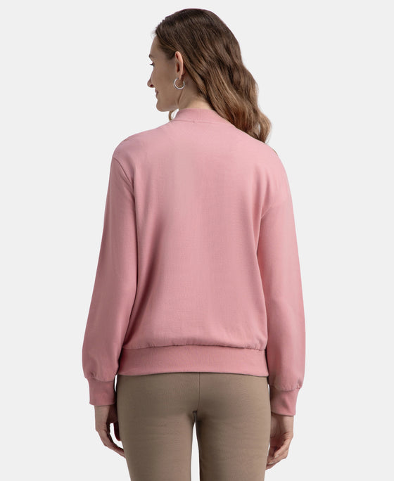 Super Combed Cotton French Terry Drop Shoulder Styled Jacket with Ribbed Cuff and Hem - Lilas