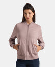 Super Combed Cotton French Terry Drop Shoulder Styled Jacket with Ribbed Cuff and Hem - Quail