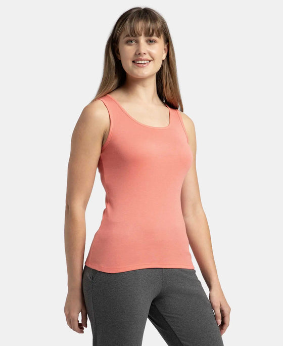 Super Combed Cotton Rib Fabric Slim Fit Solid Tank Top - Blush Pink