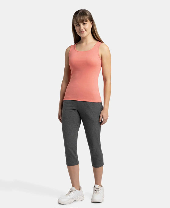Super Combed Cotton Rib Fabric Slim Fit Solid Tank Top - Blush Pink
