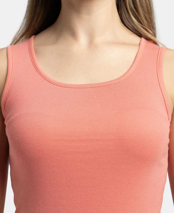 Super Combed Cotton Rib Fabric Slim Fit Solid Tank Top - Blush Pink
