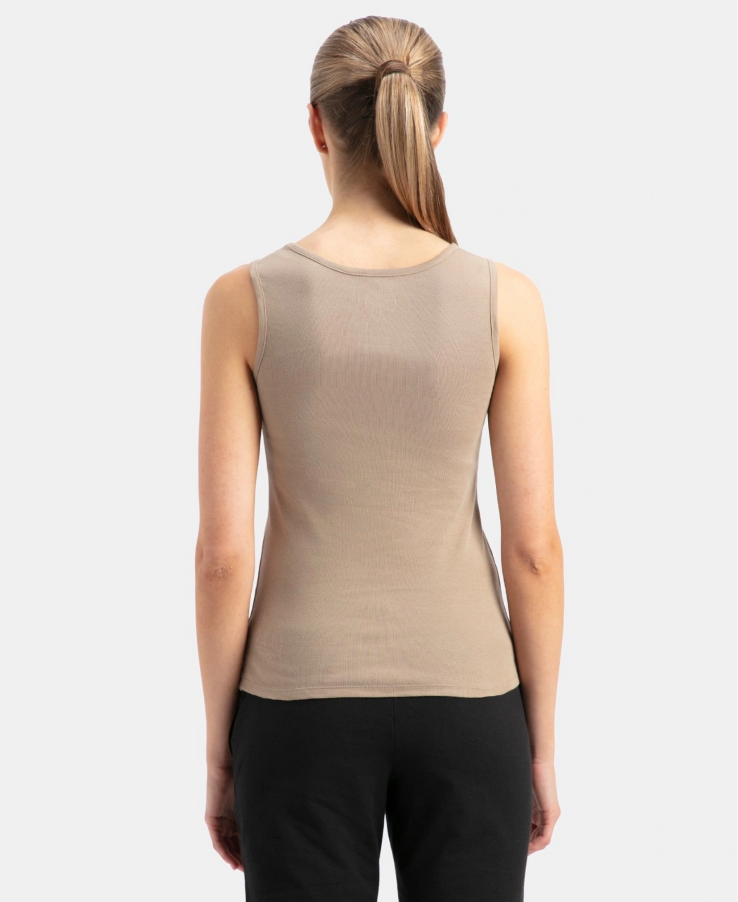 Super Combed Cotton Rib Fabric Slim Fit Solid Tank Top - Desert Taupe