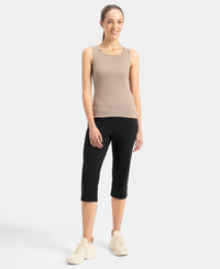 Super Combed Cotton Rib Fabric Slim Fit Solid Tank Top - Desert Taupe