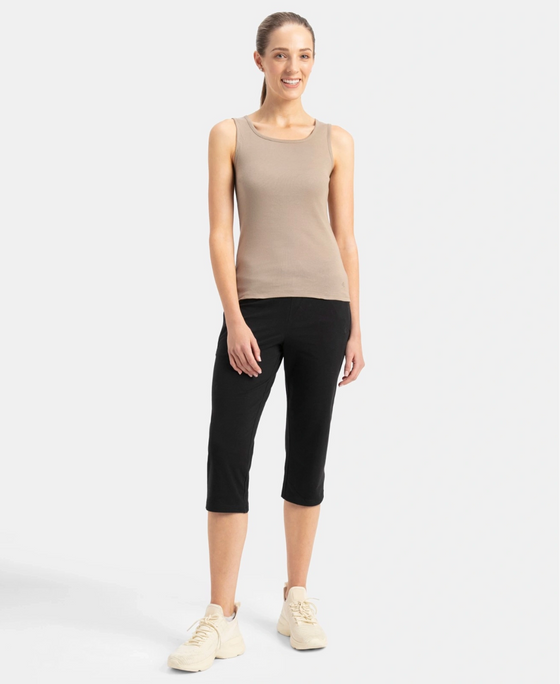 Super Combed Cotton Rib Fabric Slim Fit Solid Tank Top - Desert Taupe