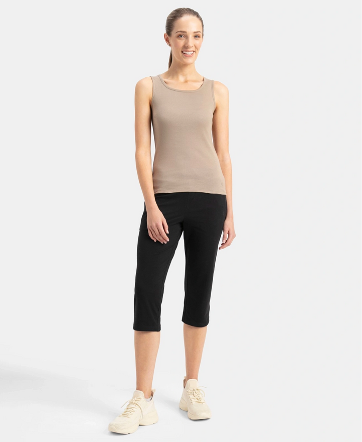 Super Combed Cotton Rib Fabric Slim Fit Solid Tank Top - Desert Taupe