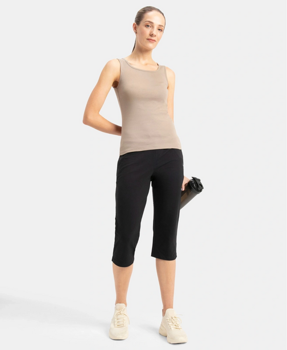 Super Combed Cotton Rib Fabric Slim Fit Solid Tank Top - Desert Taupe
