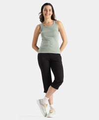 Super Combed Cotton Rib Fabric Slim Fit Solid Tank Top - Iceberg Green