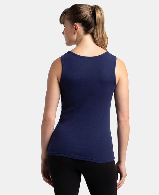 Super Combed Cotton Rib Fabric Slim Fit Solid Tank Top - Imperial Blue