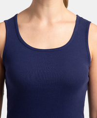 Super Combed Cotton Rib Fabric Slim Fit Solid Tank Top - Imperial Blue