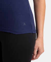 Super Combed Cotton Rib Fabric Slim Fit Solid Tank Top - Imperial Blue