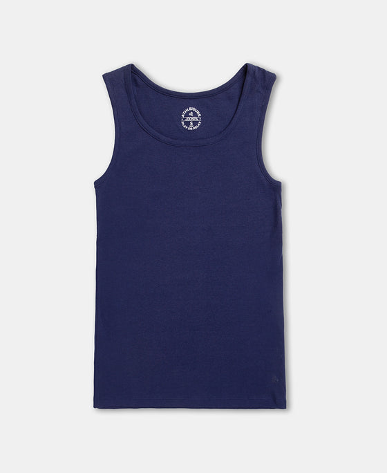 Super Combed Cotton Rib Fabric Slim Fit Solid Tank Top - Imperial Blue