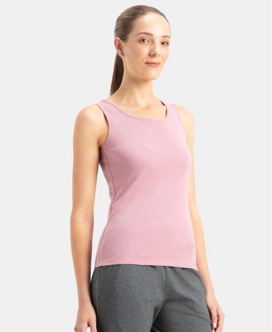 Super Combed Cotton Rib Fabric Slim Fit Solid Tank Top - Lilas