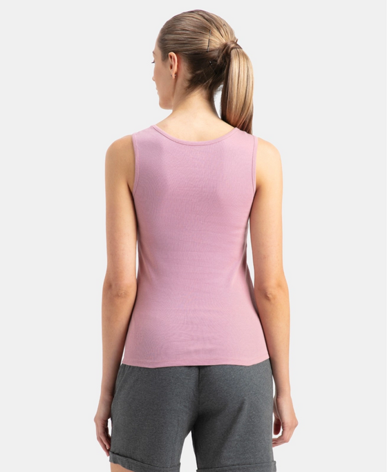 Super Combed Cotton Rib Fabric Slim Fit Solid Tank Top - Lilas