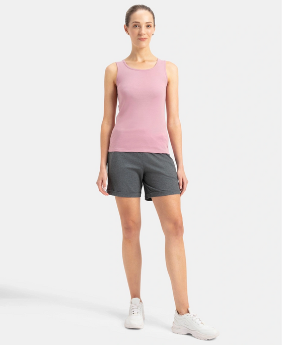Super Combed Cotton Rib Fabric Slim Fit Solid Tank Top - Lilas