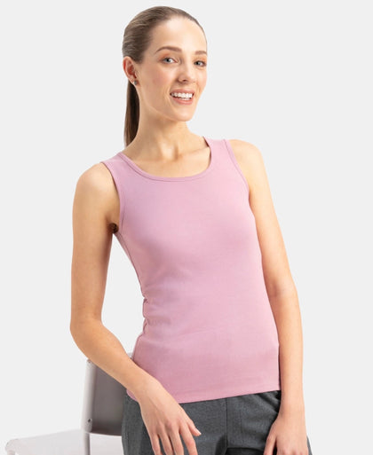 Super Combed Cotton Rib Fabric Slim Fit Solid Tank Top - Lilas