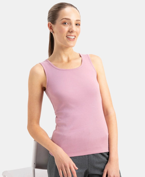 Super Combed Cotton Rib Fabric Slim Fit Solid Tank Top - Lilas