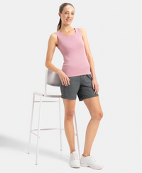 Super Combed Cotton Rib Fabric Slim Fit Solid Tank Top - Lilas
