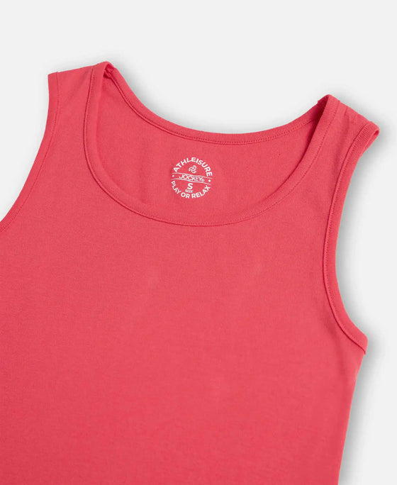 Super Combed Cotton Rib Fabric Slim Fit Solid Tank Top - Ruby