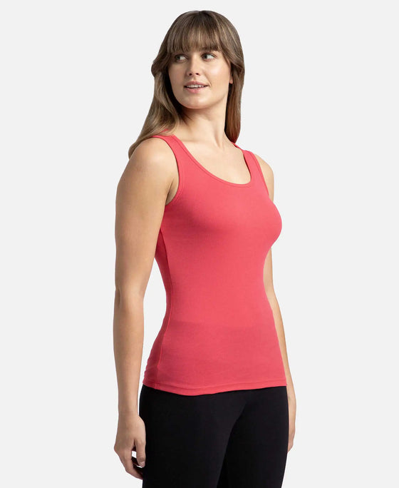 Super Combed Cotton Rib Fabric Slim Fit Solid Tank Top - Ruby