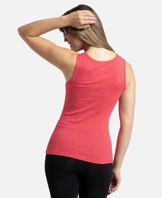 Super Combed Cotton Rib Fabric Slim Fit Solid Tank Top - Ruby