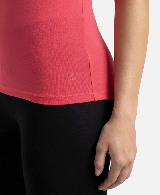 Super Combed Cotton Rib Fabric Slim Fit Solid Tank Top - Ruby