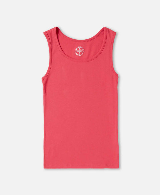 Super Combed Cotton Rib Fabric Slim Fit Solid Tank Top - Ruby