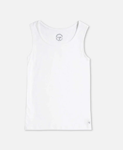 Super Combed Cotton Rib Fabric Slim Fit Solid Tank Top - White
