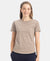 Super Combed Cotton Stripe Fabric Relaxed Fit Round Neck Half Sleeve T-Shirt with Curved Hem Styling - Desert Taupe