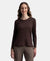Super Combed Cotton Rich Relaxed Fit Solid Round Neck Full Sleeve T-Shirt - Puce