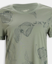 Super Combed Cotton Relaxed Fit Printed Half Sleeve T-Shirt - Lily Pad