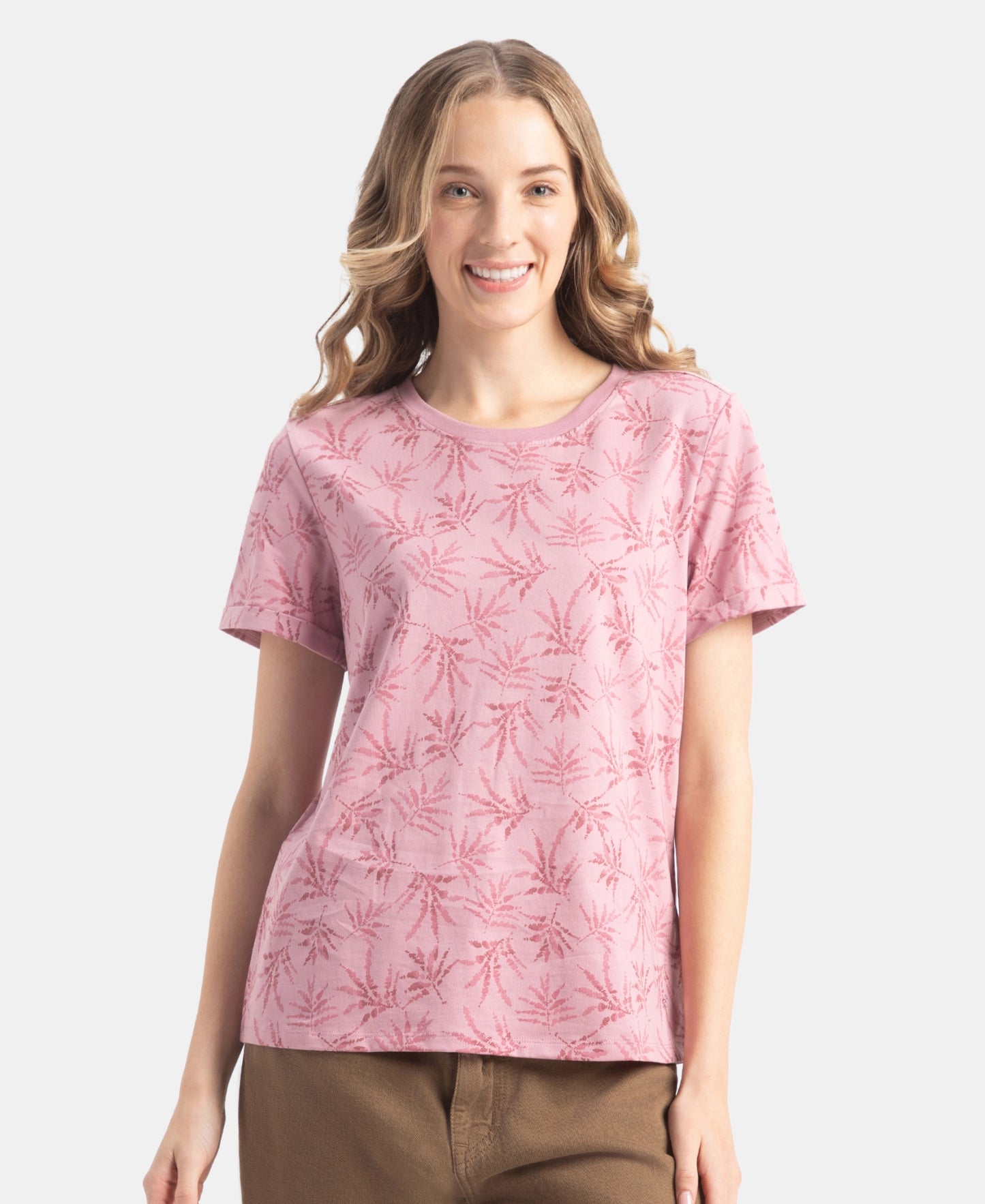 Super Combed Cotton Relaxed Fit Printed Half Sleeve T-Shirt - Lilas