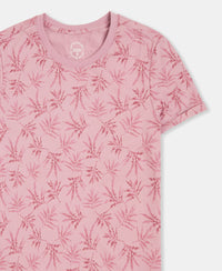 Super Combed Cotton Relaxed Fit Printed Half Sleeve T-Shirt - Lilas