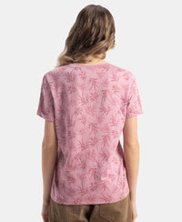 Super Combed Cotton Relaxed Fit Printed Half Sleeve T-Shirt - Lilas