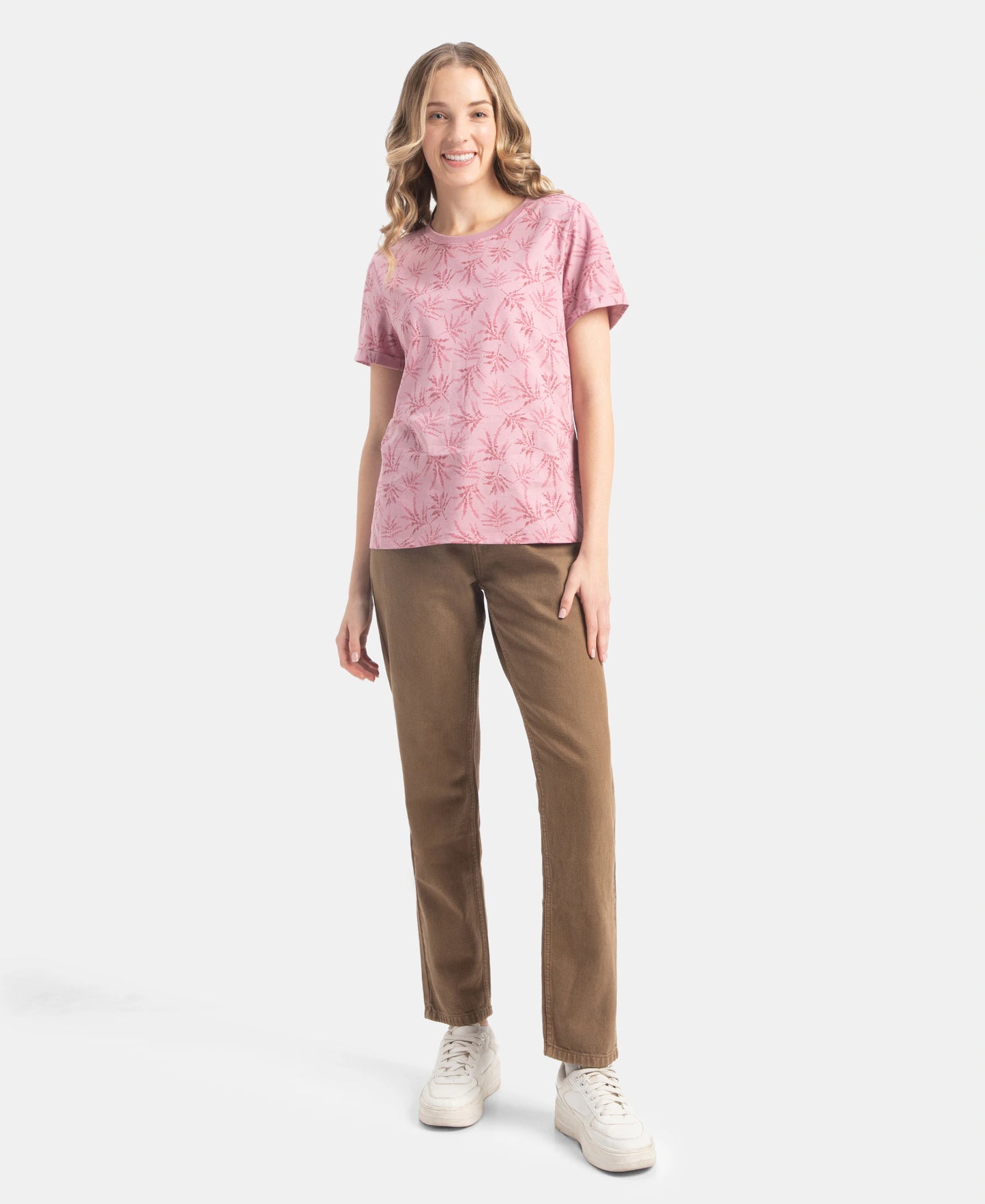 Super Combed Cotton Relaxed Fit Printed Half Sleeve T-Shirt - Lilas