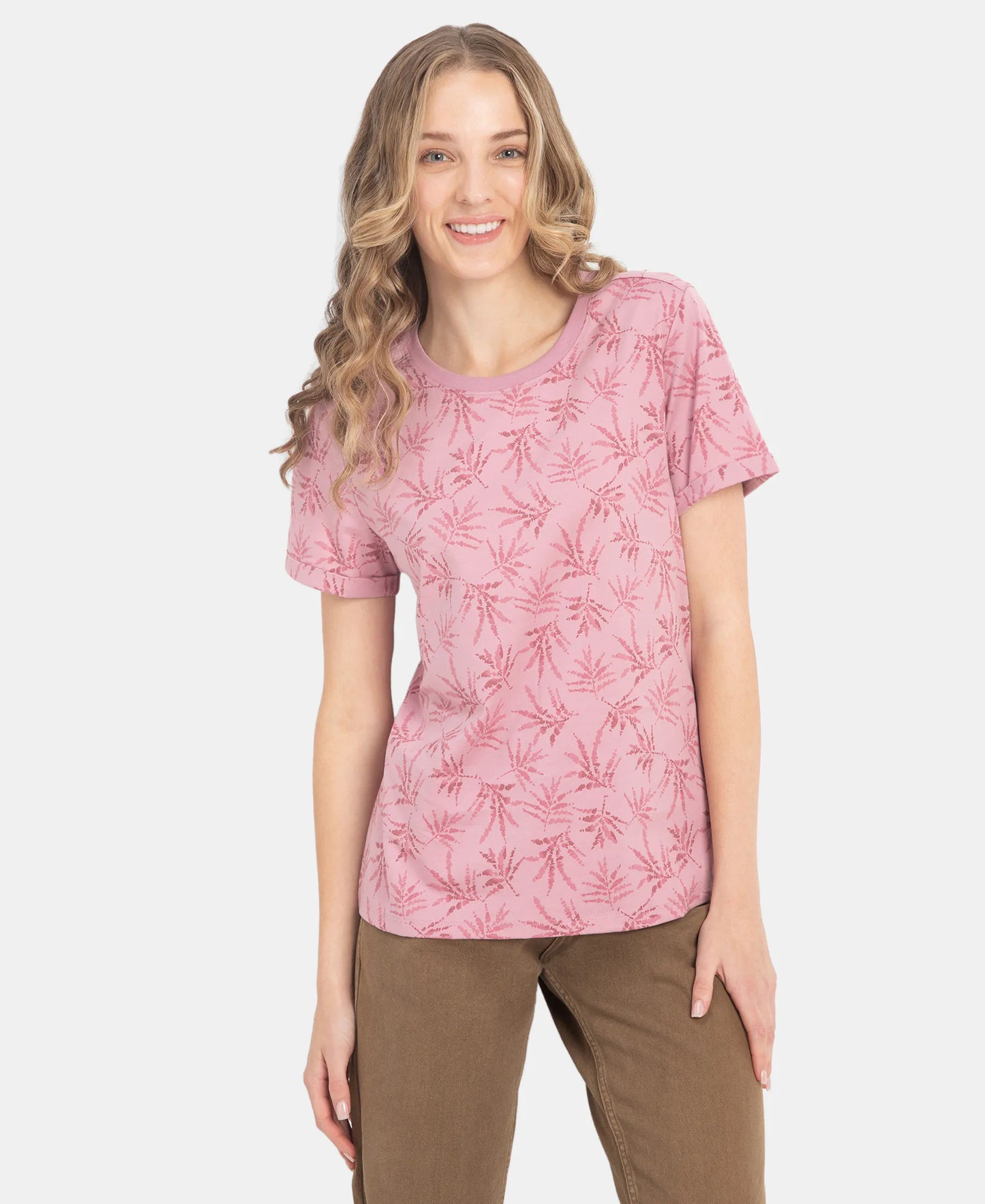 Super Combed Cotton Relaxed Fit Printed Half Sleeve T-Shirt - Lilas