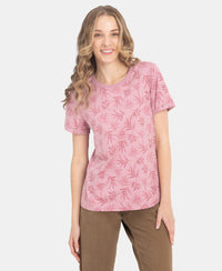 Super Combed Cotton Relaxed Fit Printed Half Sleeve T-Shirt - Lilas