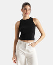 Super Combed Cotton Rich Solid Straight Hem Tank Top - Black