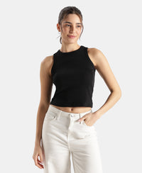 Super Combed Cotton Rich Solid Straight Hem Tank Top - Black